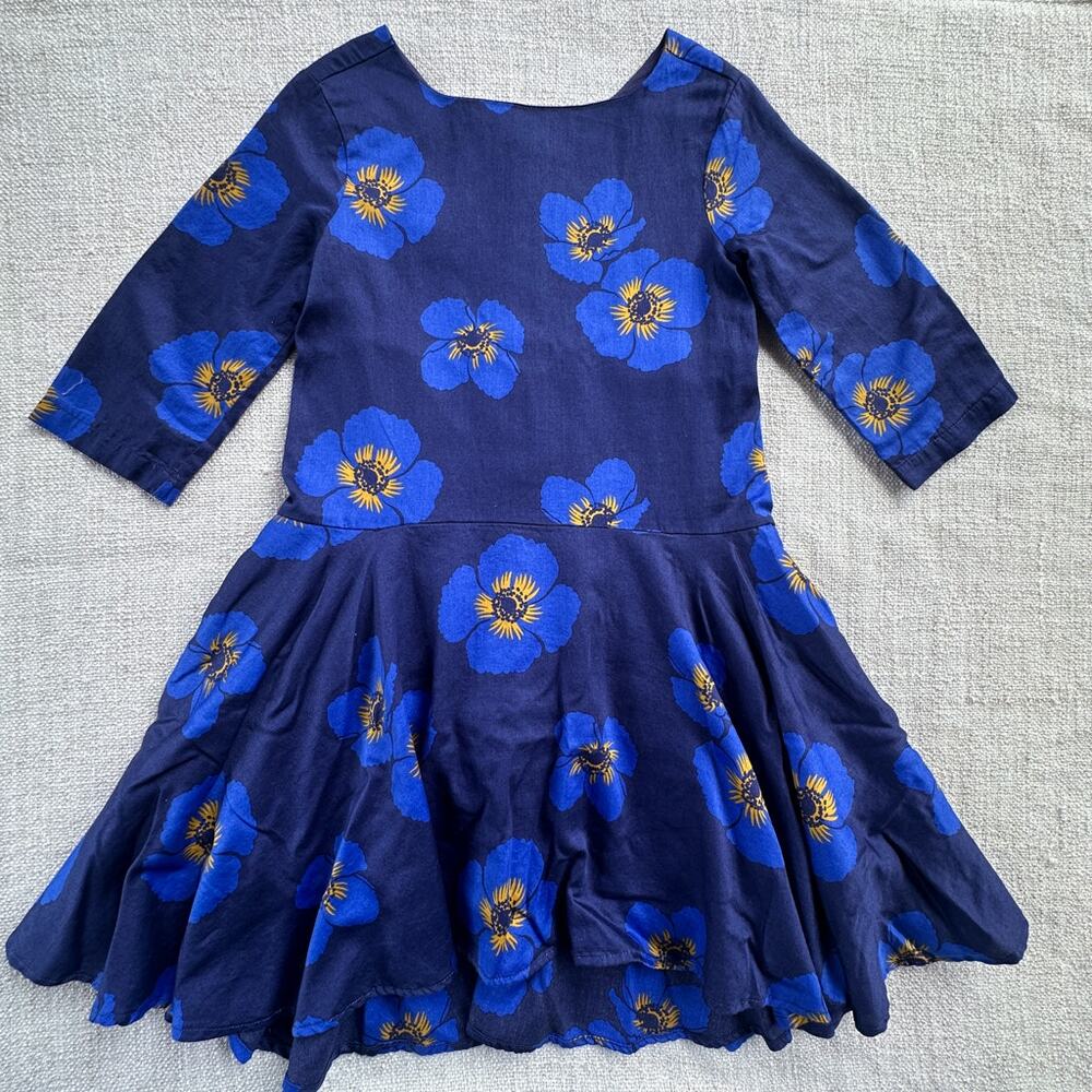 Tea Collection Girl's Blue Poppy Hi Low Cotton Dress VGUC 6